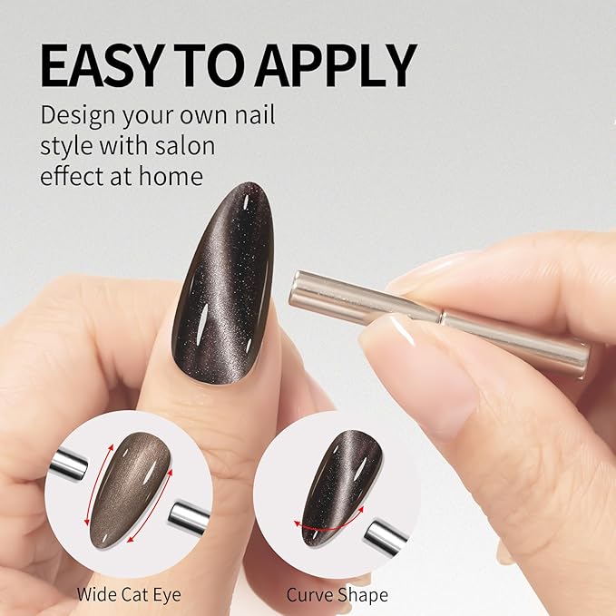 MAYCHAO 15ML Cat Eye Gel Nail Polish 1Pc Black Gel Polish Soak off Holographic Magnetic Nail Polish for Nail Art Manicure Salon DIY at Home, 0.5 OZ