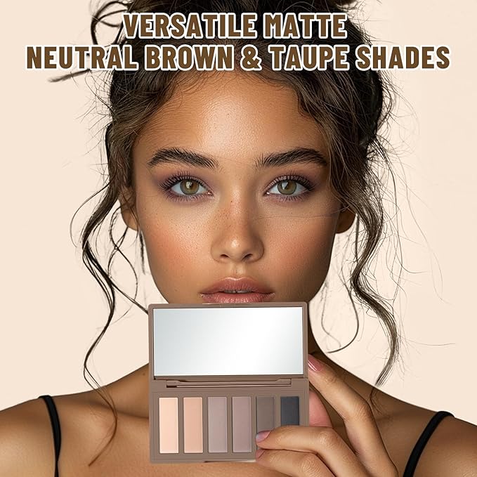 SUSIKEKI 6 Colors Mini Eyeshadow Makeup Palette Neutral Nude Smoky Eye Shadow Taupe & Brown Matte Make Up Pallet with Mirror Highly Pigmented Long Lasting Waterproof Travel Size Gift Kit 01