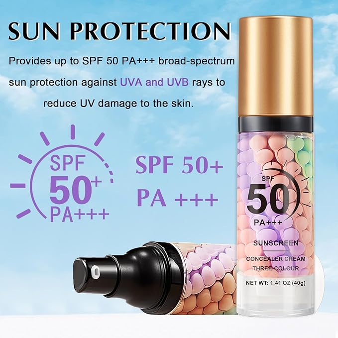 IONSGAKO 2PCS 3 in 1 Primer for Face Before Makeup, SPF 50 PA+++, One Step Color Correcting Makeup Face Primer, Oil Control Moisturizing Sunscreen Makeup Color Corrector Facial Serum Radiance Skin