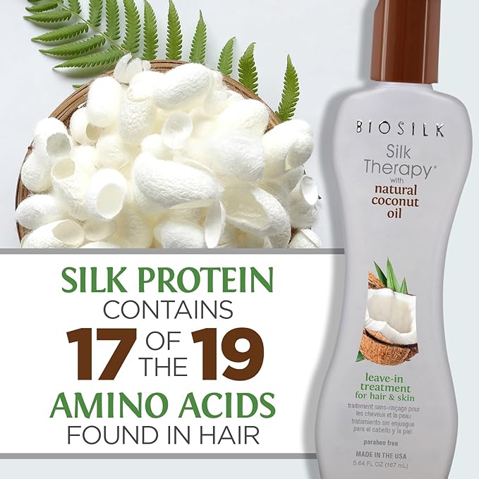 BioSilk Silk Therapy with Natural Coconut Oil,Leave-In Hair Treatment Cream for Frizz Control&Shine,Strengthens&Smooths Dry,Damaged Hair,Sulfate-Free,Paraben-Free, Cruelty-Free, 5.64 Fl Oz (Pack of 2)