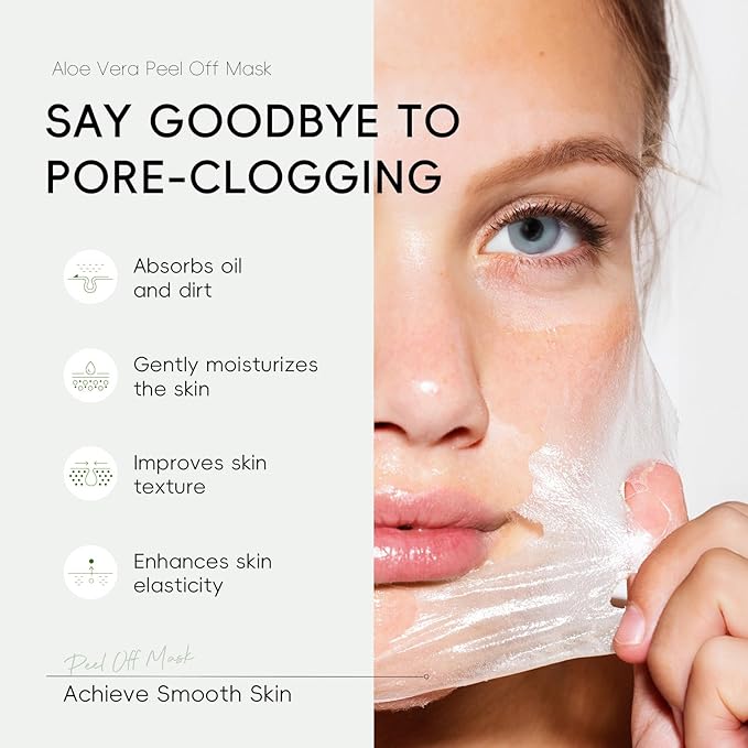 Aloe Vera Peel Off Jelly Face Mask, Exfoliating Hydro Jelly Masks for Facials, Moisturizing, Refreshing, Pores Cleansing, Oil Control, Soothes & Strengthens Skin Barrier for All Skin Types