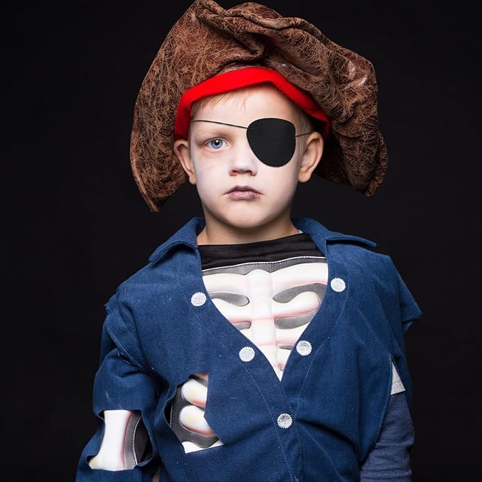 Chivao 48 Pieces Pirate Eye Patches for Kids Black Felt Pirate Captain Patches Bulk for Adults Single One Eye Role Playing Theme Party Cosplay Props Accessories