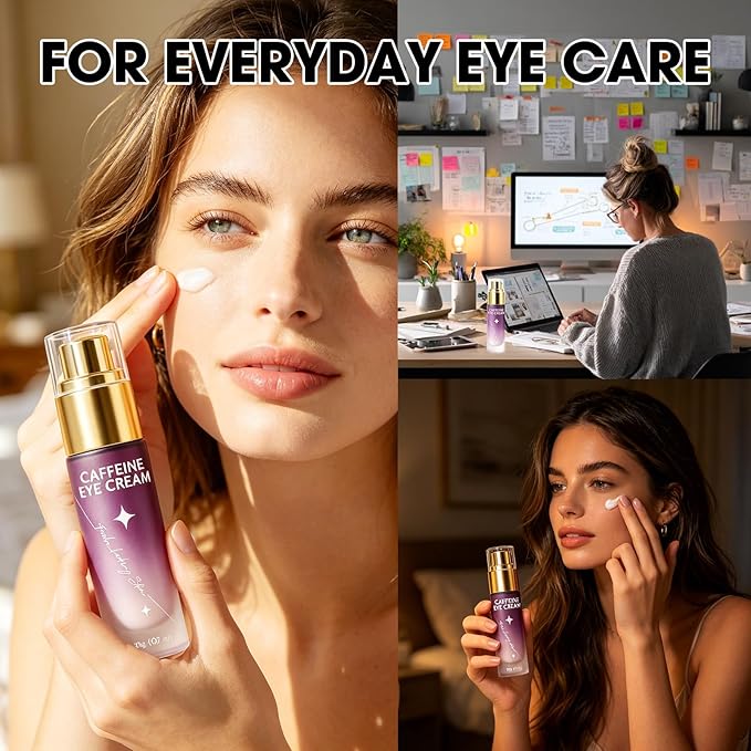 Caffeine Eye Cream for Puffiness & Dull Eyes, Helps Brighten & Smooth Under Eye Area, Lightweight Daily Eye Cream with Hyaluronic Acid for a Fresh, Well-Rested Look