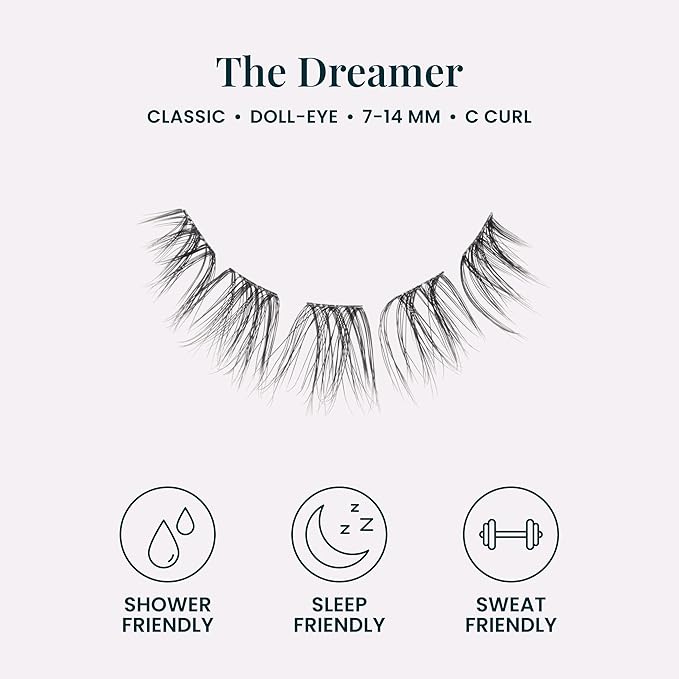 FlutterHabit The Dreamer prepTECH Classic 6 Pair Underlash Extensions, 7–14mm Wispy Lash Clusters, Reusable Under Lash Eyelashes for At Home Application, Medium Volume Doll Eye, Adhesive Required