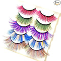 Sunniess Ombre Colored Lashes Silk Protein Fluffy Wispy Volume Fake Lashes for Halloweens Cosplay Party Stage Russian D Curl Lashes with Color Make up Faux Mink False Eyelashes