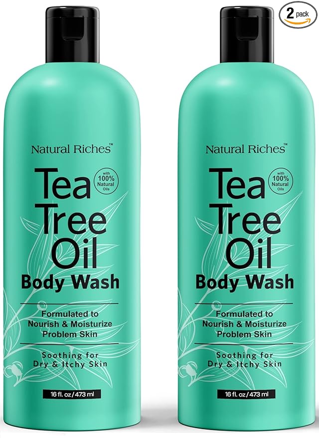 Natural Riches Tea Tree Oil Body Wash, 2x16 fl oz - Soothing, Calming, and Hydrating for Normal, Combination, Sensitive, Oily, and Dry sensitive skin bodywash