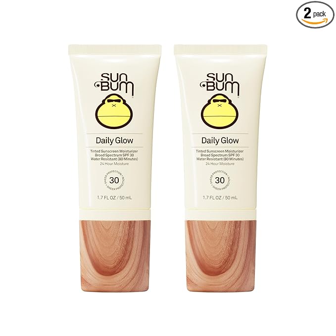 Sun Bum Daily SPF 30 Glow Sunscreen Face Lotion-Moisturizing Facial Sunscreen-Tinted-Dewy Finish-Hawaii 104 Act Compliant (Made without Octinoxate&Oxybenzone)-Travel Size-1.7 oz,(Pack of 2)