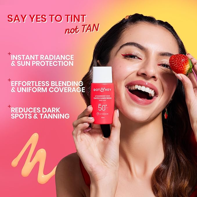 Dot & Key Strawberry Dew Tinted Sunscreen SPF 50 PA++++ | Broad Spectrum Face Sunscreen | For All Skin Types | 1.69 fl oz (50 ml)