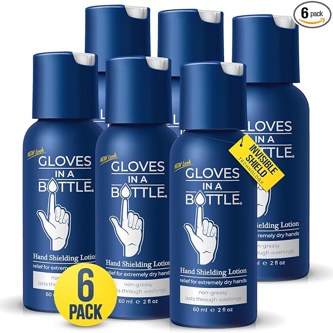 Gloves In A Bottle 6-Pack Shielding Lotion - Great for Dry Itchy Skin! Grease-less and Fragrance Free! (2oz-60ml)