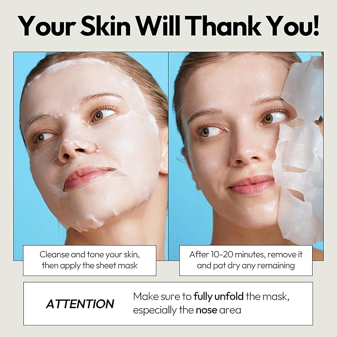 LAPCOS Aqua Sheet Mask - Nourishing & Hydrating Face Masks with Sea Water & Spirulina Extract for Deep Hydration & Skin Barrier Support - Highly Breathable Sheet - Korean Skin Care (Pack of 5)