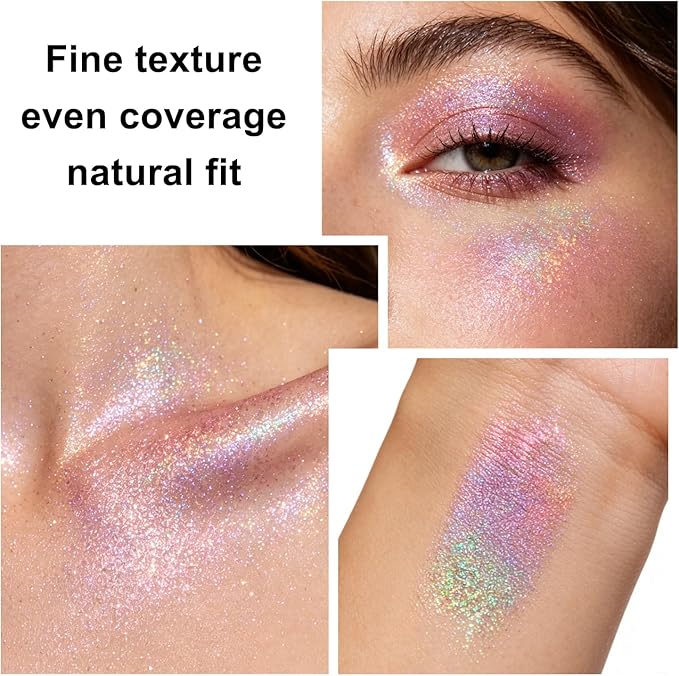 Hair and Body Glitter Spray, Glitter Hairspray Dry Powder Makeup for Clothes, Festival Rave Prom Loose Sparkle Powder,Holographic Ultra Fine Resin Glitters for Crafts (Metallic Beauty Beam)