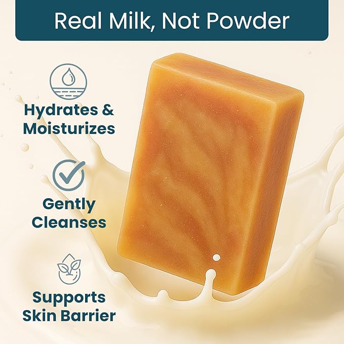 Goat Milk Soap Bar (Bulk, 5 Pack) - Sandalwood Soap for Men & Women - Natural, Handmade w/Real Milk - Dry Skin, Hands/Body - Gentle, No Dyes - (Large, 5oz)