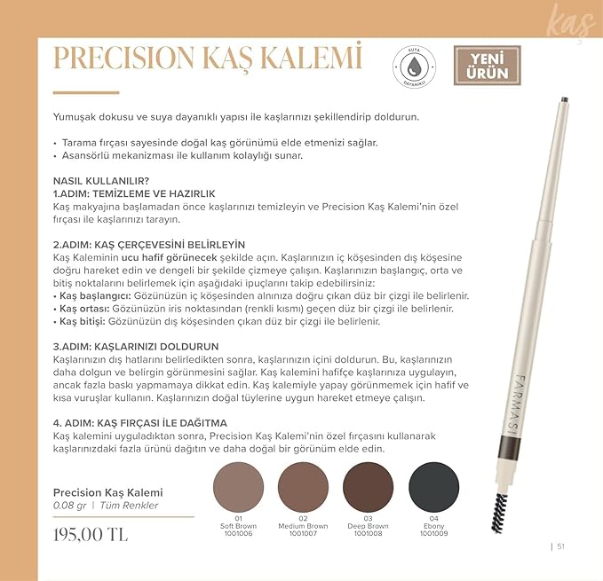 FARMASi Mechanical eyebrow pencil with brush, Deep Brown - Smudge-Proof Long-Lasting Mechanical Eyebrow Enhancer for Natural-Looking Brows (Medium Brown, 0.0027 oz)
