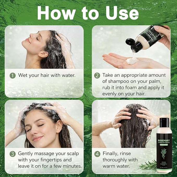 Rosemary Hair Growth Shampoo,Rosemary Hydrolyzed Keratin Shampoo, Nourishes and Regenerates Hair for Thinning Hair & Hair Loss for Women and Men-200ML