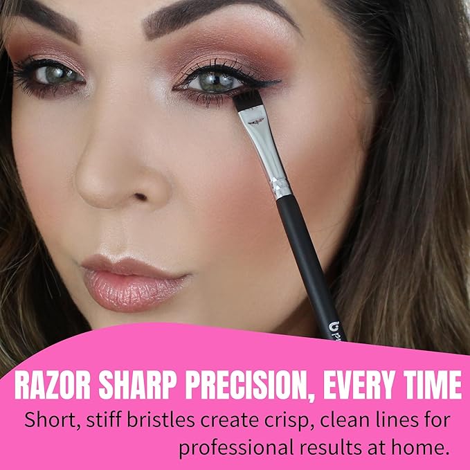 Beauty Junkees Flat Eyeliner Brush - Professional Precision Makeup Brush for Sharp Eye Liner, Eyebrow Shaping & Concealer Application, Flat Definer 2 Pack