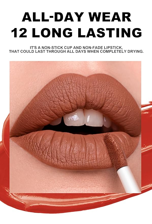 BAISEN DIARY 12 Colors Book Style Velvet Matte Liquid Lipstick Christmas Gift Set Long-Lasting Non-Stick Cup Not Fade Shimmer Nude Lip Gloss Thanks For the Love Lip Set (Set C)