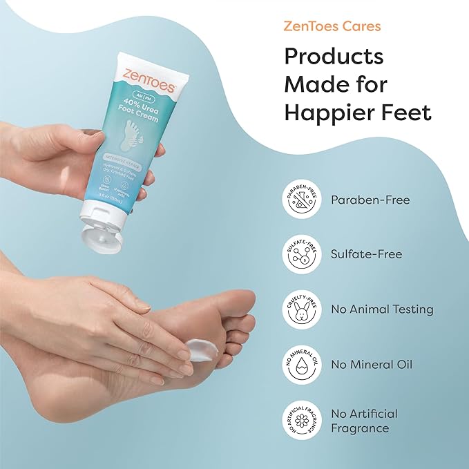 ZenToes Urea Cream 40 Percent for Feet | Foot Lotion for Dry Cracked Heels and Feet | Intense Dry Feet Softening and Hydration for Skin | Heel Balm and Moisturizing Care | 5oz, Pack of 3