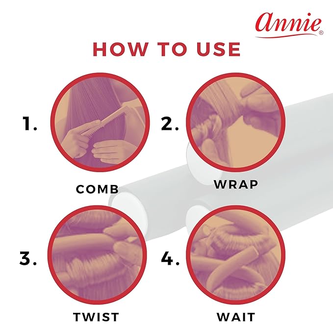 Annie Soft Twist Roller Set 1" Diameter: 4Pcs Flexible 10" Heatless Rollers (Green)