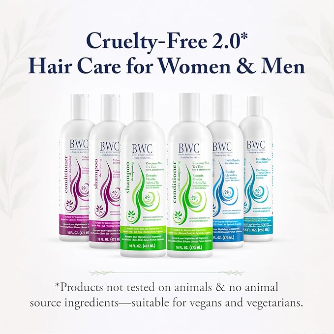 Beauty Without Cruelty Conditioner, Rosemary Mint Tea Tree – Aromatherapy Clarifying Hair & Scalp Treatment, SLS-Free, Vegan-Friendly & Cruelty-Free, 16 Oz