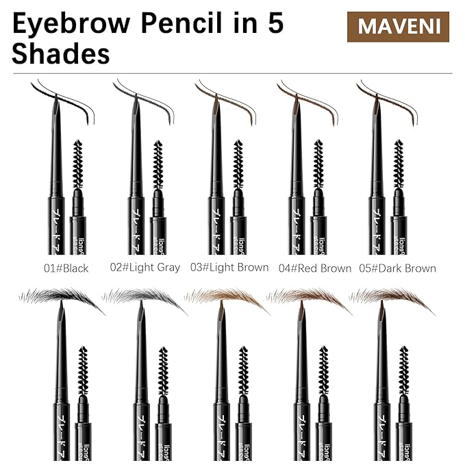 MAVENI Browcharm Microblading Eyebrow Pencil for Women,0.1mm Ultra-Fine Mechanical Pencil,Draws Tiny Brow Hairs and Fills in Sparse Areas and Gaps,Makeup Brow Definer Waterproof (mini 05 Deep Brown)