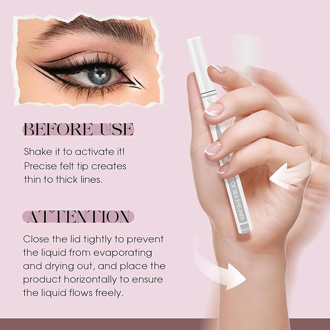 FADLASH Waterproof Eyeliner Liquid, White Ink Matte Eye Liner,Smooth & Dry Quickly Eye Pen Smudge-Proof, Long-Lasting Natural Look, Not Prone, Highly Pigmented, Vegan (0.6 ml)