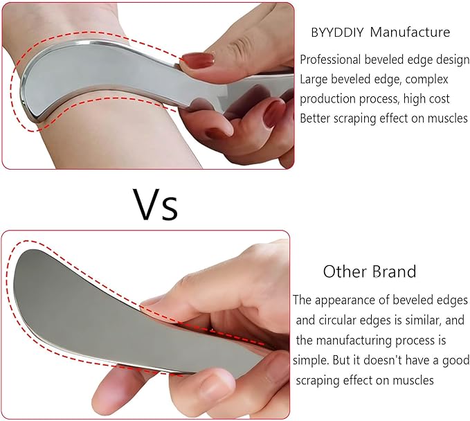 BYYDDIY 4 in1 Stainless Steel Gua Sha Muscle Scraper Tools Kit, Scraping Massage Tool,Massage Scraper Tools for Physical Therapy (L-TSD2)