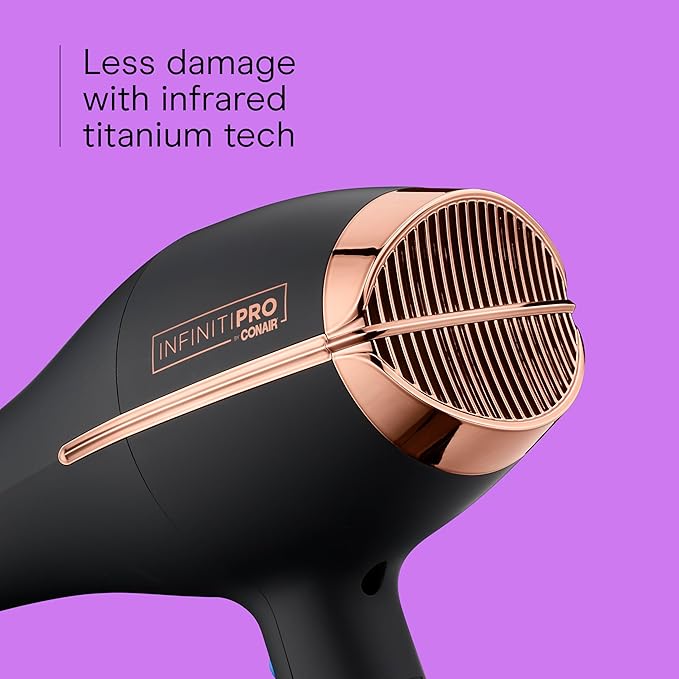 INFINITI PRO by CONAIR Hair Dryer, 1875W Blow Dryer with Diffuser and Concentrator, Ceramic Technology, 3 Heat & 2 Speed Settings, Cold Shot Button, Black