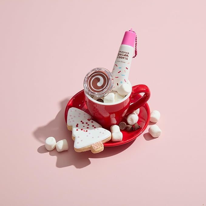 TONYMOLY Jelly Lip Melt + Lip Gloss Key Chain Duo, Limited Edition Holiday Set – Hydrating Lip Balm & Gloss with Hot Chocolate Marshmallow Swirl + Frosted Sugar Cookie, Stocking Stuffer Gift