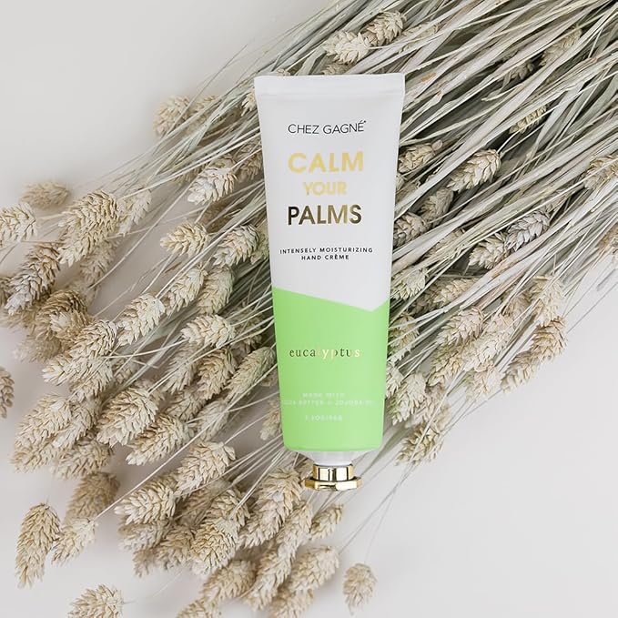 Chez Gagné Intensely Moisturizing Vegan Hand Cream (3.4oz) Jojoba Oil Cocoa Butter- Non-Greasy, Fast-Absorbing, Made In US - Hand Job, Anti-Granny Hands, Dew Me (3.4oz, Eucalyptus)