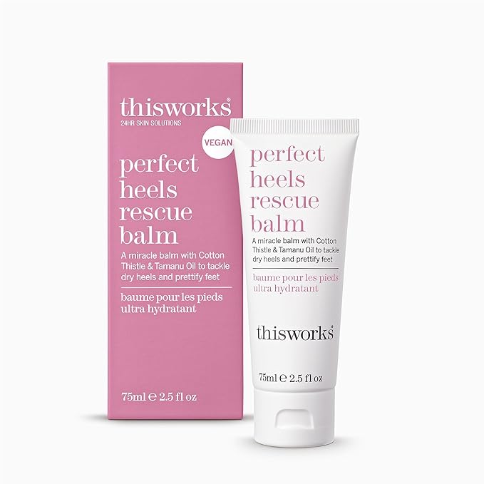 THISWORKS Perfect Heels Rescue Balm: A Natural Vegan Formula to Nourish, Repair and Moisturise with Cotton Thistle, Lemon and Lavender Essential Oils, Silicone Free, 75ml