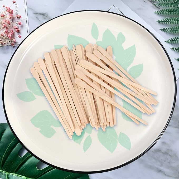JANYUN 200 Pcs Wooden Eyebrow Waxing Sticks with Handle for Hair Removal - Face, Leg, Facial, and Eyebrow