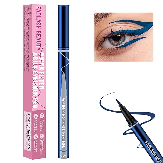 Eyeliner Liquid Eyeliner with Fine Brush for Smooth Application, Waterproof & Smudge-Proof Eye Liner, Long-Lasting Makeup, Highly Pigmented Blue Eyeliner Pencil, Cruelty-Free & Vegan, 0.6ml