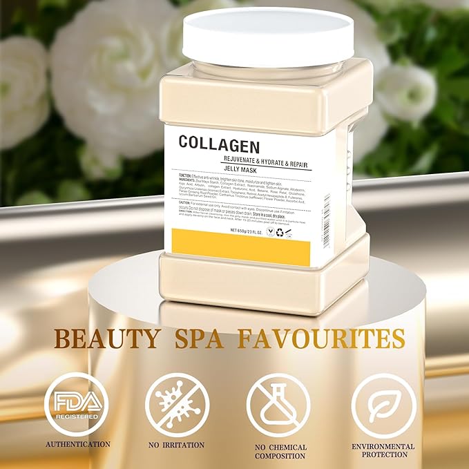 Jelly Mask Powder for Facials Professional - Collagen Firming & Moisturizing Face Mask Skin Care, Anti-Aging Fades Acne Marks Hydrojelly Mask, Peel Off Jelly Masks for DIY Spa 23 Fl Oz
