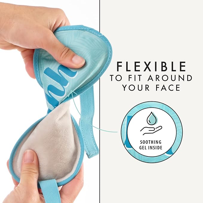 Fit+Fresh Cooling Gel Eye Mask Ice Pack for Migraines and Sleeping: Cold Pack Head Wrap for Headaches and Ice Face Mask