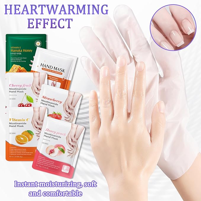Hand Mask Moisturizing Gloves 6 Pack,Hydrating Hand Mask for Women,Soft Gloves for Dry Cracked Skin G