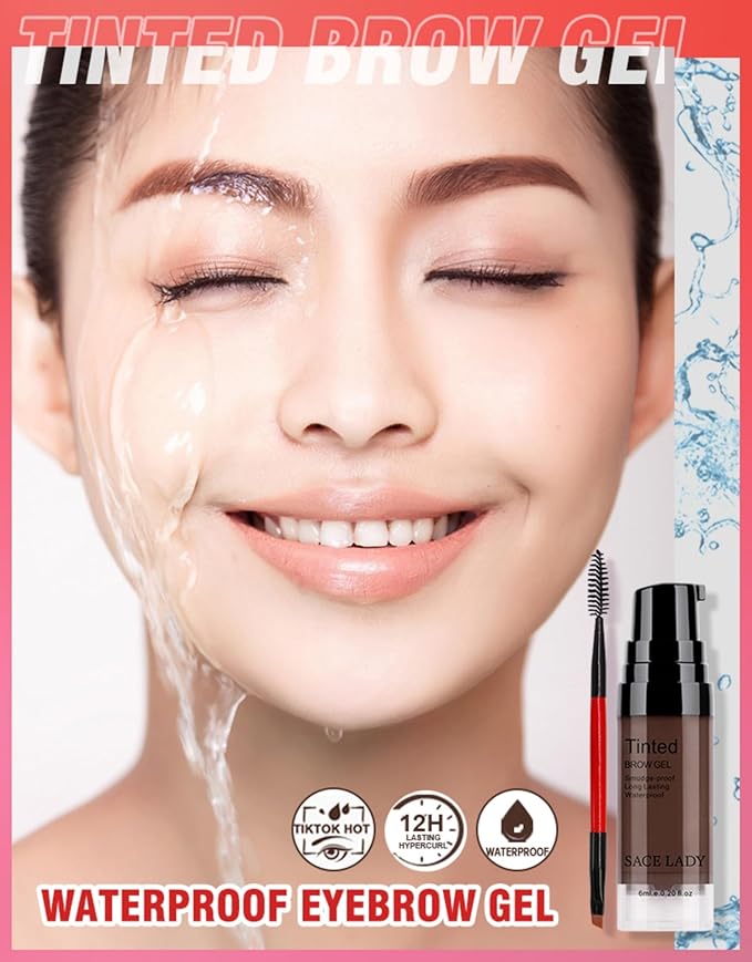 SACE LADY 3D Eyebrow Gel Long Lasting 24H Waterproof Smudge-proof Brow Cream Makeup Kit (03 BLACK BROWN, 0.2Fl Oz)
