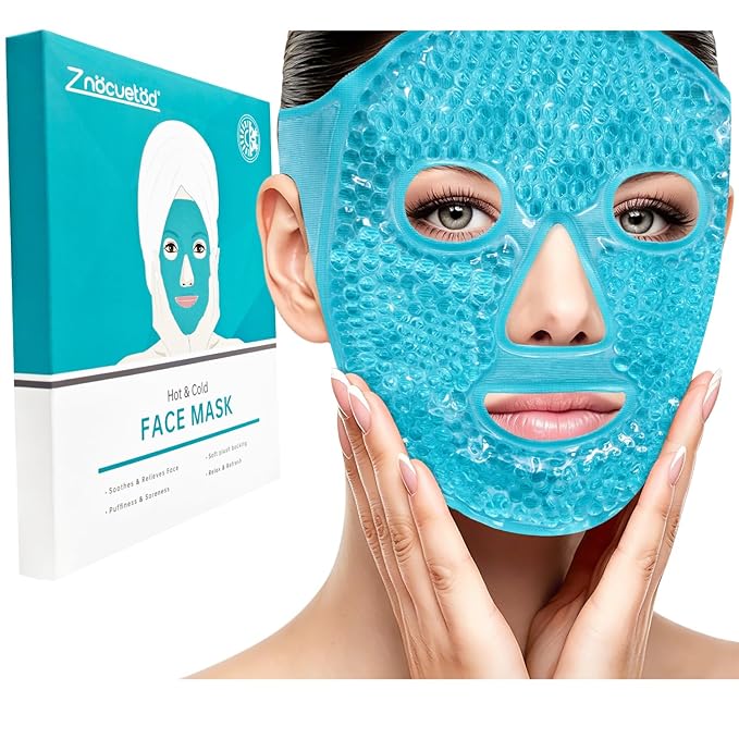 ZNÖCUETÖD Cold Face Eye Mask Ice Pack Reduce Facial Puff, Dark Circles, Gel Hot Heat Cold Compress Pack, Face SPA Gift for Woman Sleeping, Pressure, Headaches, Skin Care, Post Laser Cosmetic Care