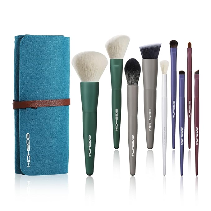 Makeup Brushes, EIGSHOW 5 Color Essential Travel Makeup Brush Set with Ultra Soft Synthetic Fibers for Powder Blush Concealer Contouring Highlighting