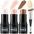 3Pcs Cream Contour Stick Makeup Kit, Shades with Highlighter, Blush and Bronzer Contour Stick for Sculpt the Cheeks, Long Lasting, Waterproof, Matte & Dewy Finish (G)