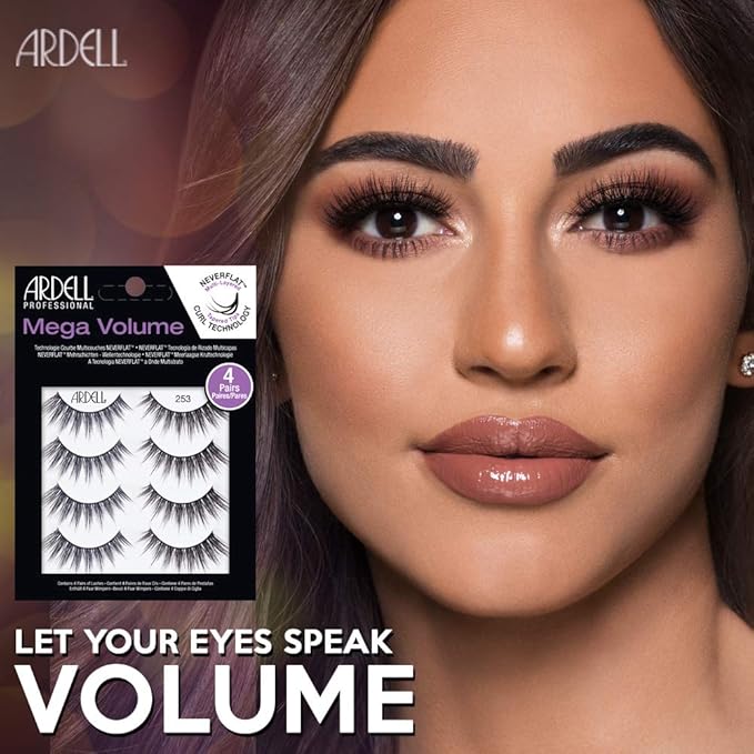 Ardell False Eyelashes Mega Volume 253 – Dramatic, Wispy Lashes, Long-Lasting Fake Lashes for Bold Eye Looks, 2 Pack