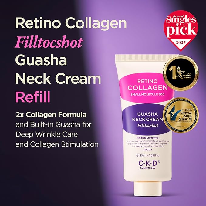 CKD Gua Sha Filltocshot Neck Cream [Refill] - Advanced Tightening & Firming Neck Moisturizer for Deep Wrinkles, Sagging Skin & Turkey Neck, Powerful Anti-Aging Korean Skincare, 1.69 fl oz