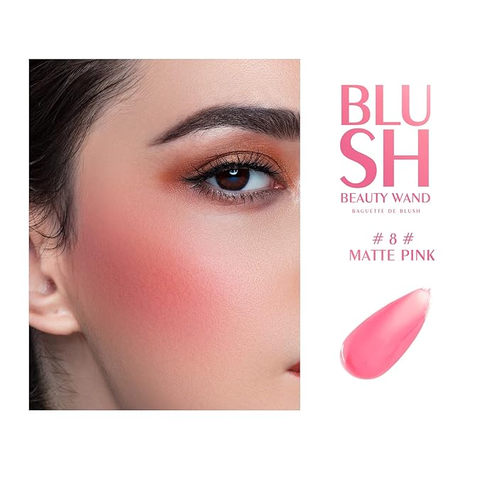 KYDA 2 Colors Liquid Pink Blush Wand Set, Matte Shimmer Blush Duo, Buildable Smooth Coverage for Natural Glow Cheeks Color, Lightweight Blendable Formula, Mauve+Matte Pink