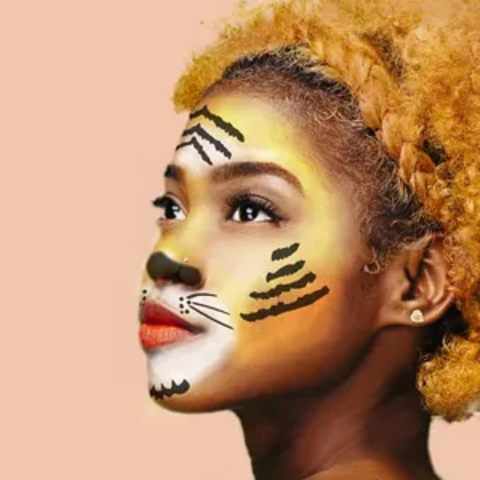 Stencil1FX - Tiger Stripes Eye Makeup Stencil for Costumes, Dress Up, Halloween, Cosplay, Face Painting, Raves, Festivals, Parades, Parties
