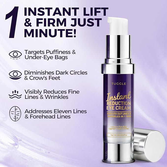 Tuggle Instant Eye & Face Tightening Serum, Instant Lift Eye Gel Cream Rapid Improve Under Eye Bags and Puffiness, Tightener Wrinkles & Fine Lines Fast, for Women & Men in Minutes, 0.67 oz