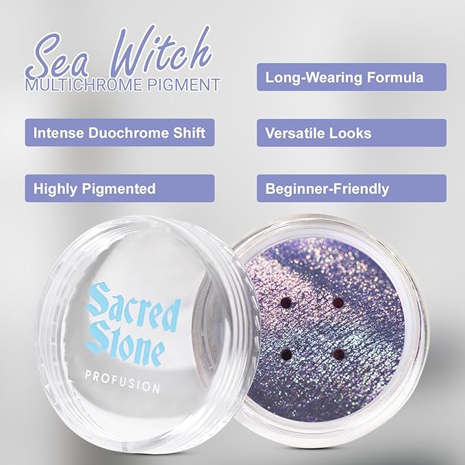 Profusion Cosmetics Sea Witch Duochrome Sacred Stone Eyeshadow - Smooth, Mesmerizing Blue-Purple Color-Shifting Pigment with a Rich Vibrant Texture, Long-Wearing Vegan & Cruelty-Free Makeup, Exile