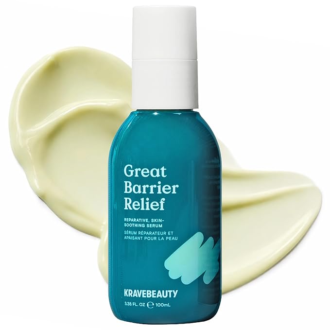 KraveBeauty Great Barrier Relief Serum for Dry or Sensitive Skin, Hydrates and Repairs the Skin Barrier, Soothing Facial Serum with Ceramides & Niacinamide, Fragrance Free, 100 mL