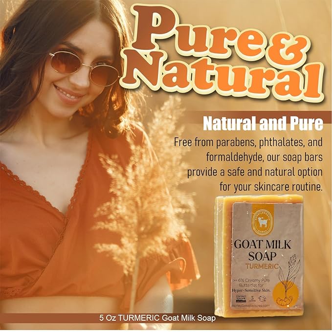 Honey Sweetie Acres Turmeric Goat Milk Soap - Handmade 5 oz Bar, Made with Natural Ingredients, Moisturizing & Gentle, Made in the USA