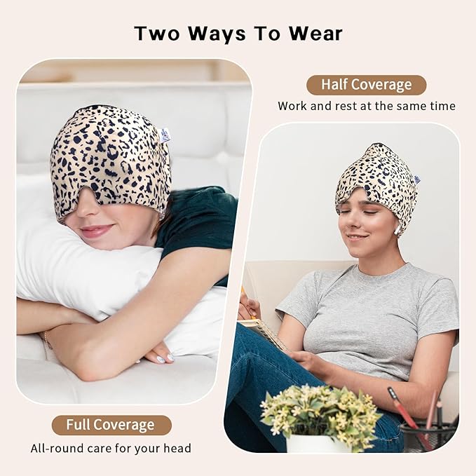 my novel things Migraine Relief Cap, Gel Cooling Relief 2 Pack Set, Hot Cold Therapy, Natural Relief Cap, Instant Headache Relief Gift for Women Men, Sinus Relief, Puffy Eyes,Tension, Stress Relief