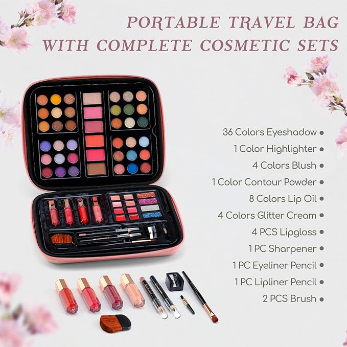 Color Nymph Makeup for Teens with Reusable Pink Handbag, All In One Girls Makeup Sets Makeup Kits for Girls Women with Eyeshadow Blushes Bronzer Highlighter Lipgloss