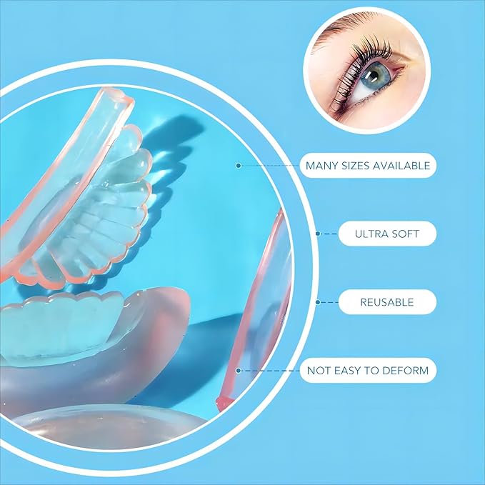 Korean Lash lift Pads Shields 2026 New No glue Eyelash Lifting Shield Self Sticky Lash Perm Rods Lami Lamination Roller U Curler Pad Soft 5 Size Air Bubble Silicone-Light Weight Guard